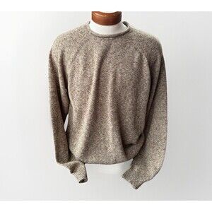 Jachs NY Men’s L Sweater NWT Brown Marled Roll Neck Raglan Sleeve Cotton Blend